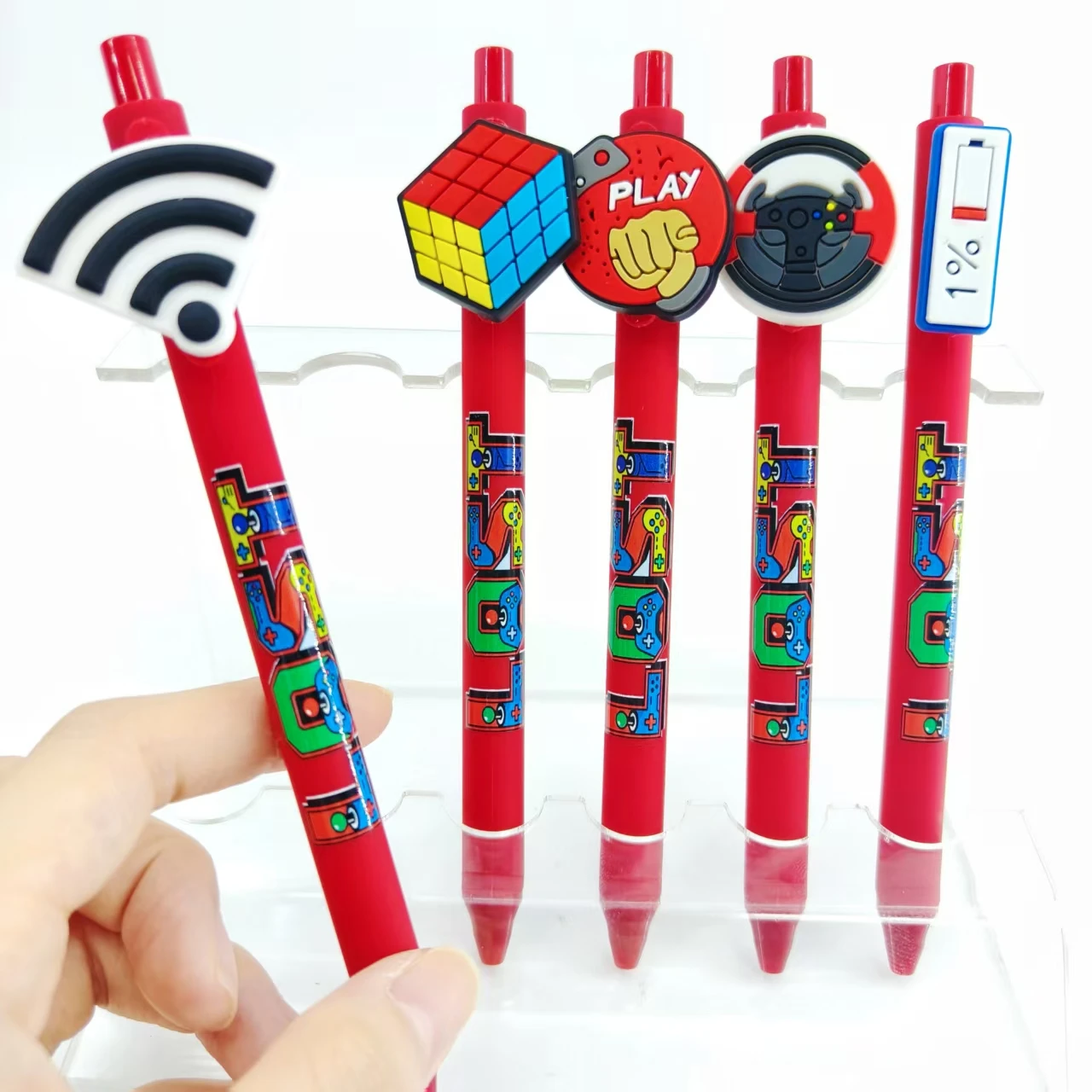 

6 шт./10 шт. красный цвет игровая тематическая шариковая ручка игровая печать пресс подарочная гелевая ручка