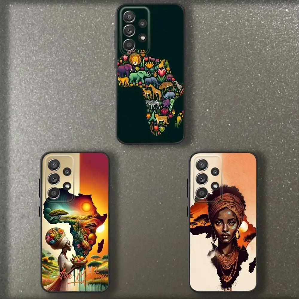 

Africa Map Geogra Phone Case For Samsung S 25,24,23,22,30,21,10,9,Ultra,Plus,Lite,FE,4,5 G Soft Black Case
