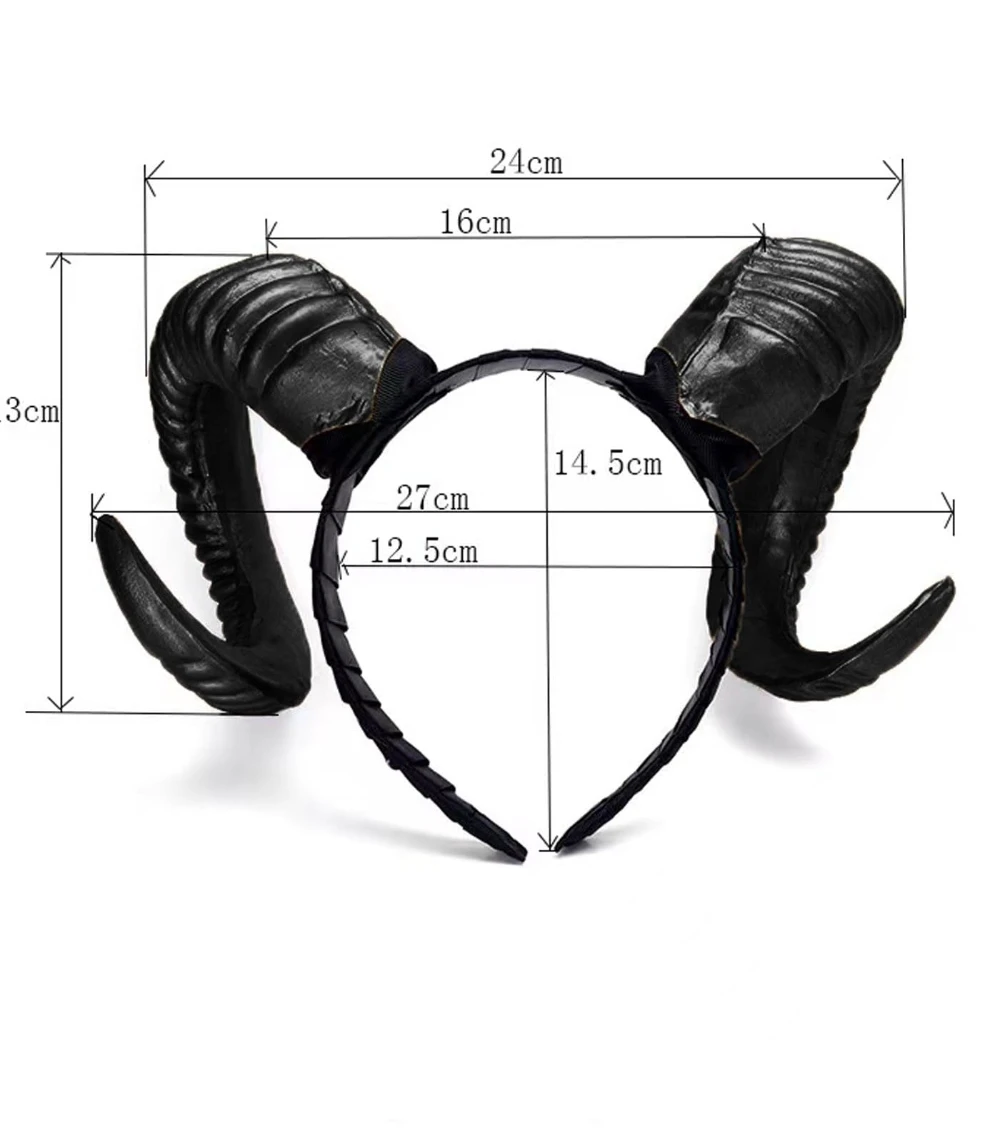 Sheep Horn Headband Devil Demon Horns Headband Role-Play Party Headband for Halloween Costume Cosplay Photo Props Party Costume
