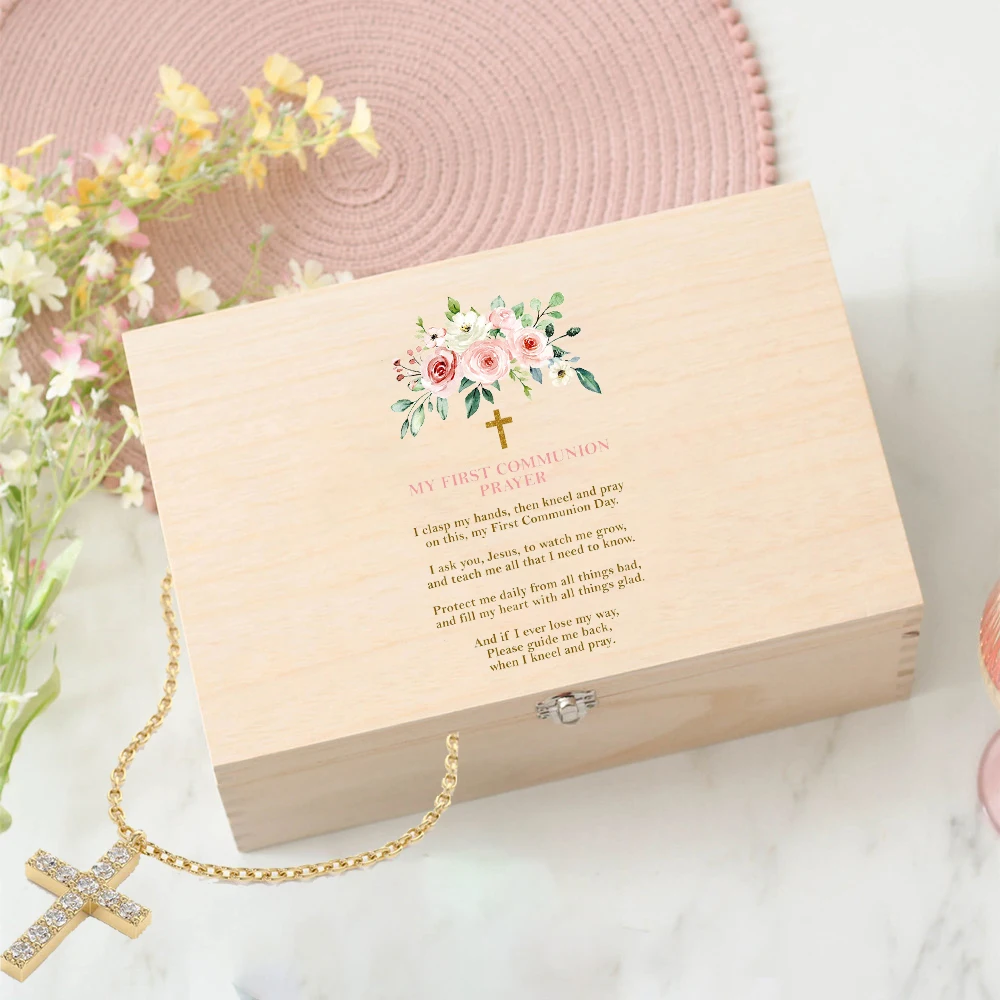 

First Holy Communion Wood Prayer Box Gift Holy Communion Baptism Keepsake Christening Gift God Child Gift Holy Memory Box