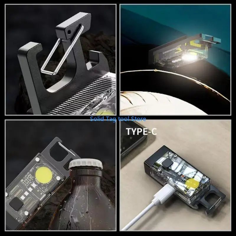 4XFD Solar Light Keychain LED Solar LED Keyrings Torch Torch Torch Aluminy Malloy for Travel