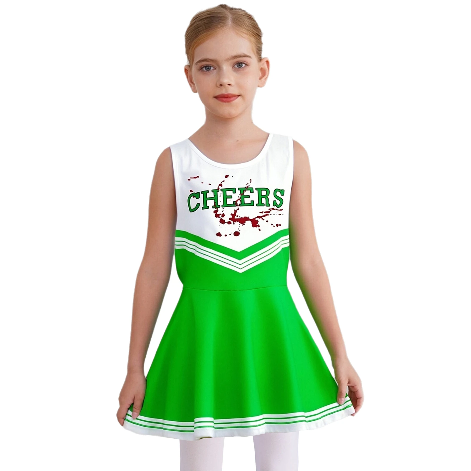 

Cheer Leader Dance Cheering Costumes Letter Print Sleeveless Dress for Stage Performance School Sports Meeting Halloween Party