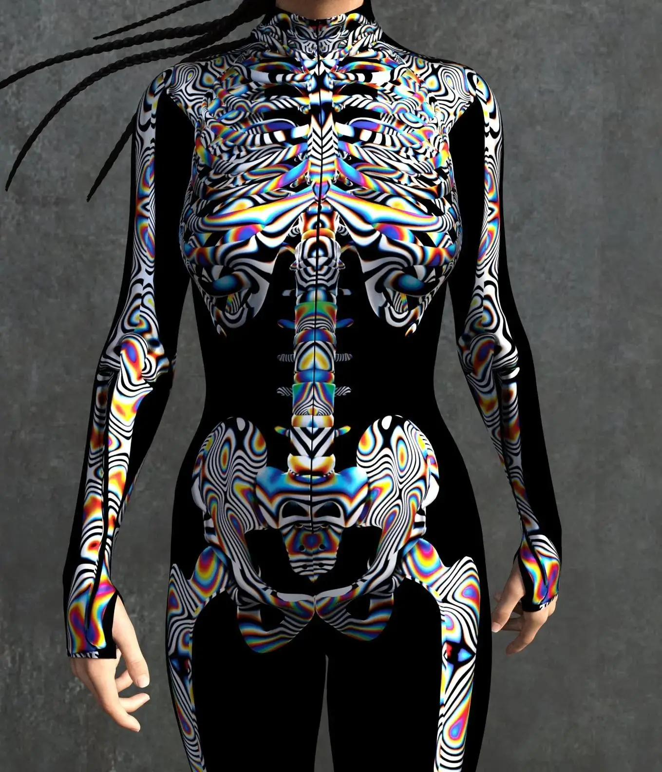 Karneval Totenkopf Party Bodysuit Damen Sexy Horror-Print Jumpsuit Feiertagsparty Maskerade Catsuit Kostüm Einzigartiges Aerial Yoga Set – Detail 13