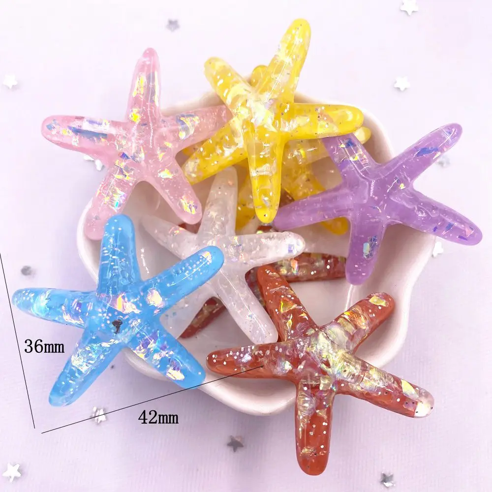 10pcs Colorful Resin Glitter candy color Big Starfish Flatback Rhinestone Decor DIY Jewelry Accessories Figurines Scrapbook