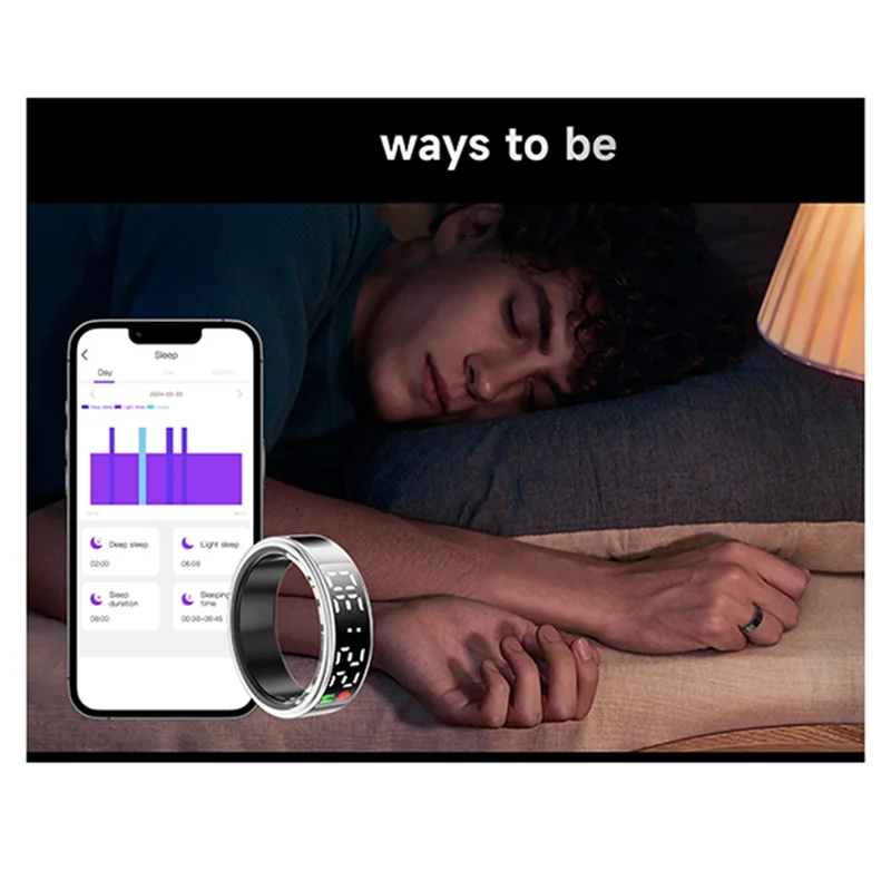 

BNVN-RS08 Смарт-кольцевой монитор сердечного ритма, 5 АТМ, водонепроницаемый мультиспортивный трекер кислорода в крови с зарядным отделением