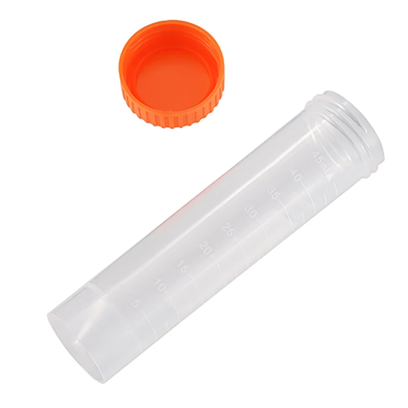 25Pcs/bag 50ml Free-standing Centrifuge Test Tube Plastic Screw Cap Flat Bottom Centrifuge Tube with Scale