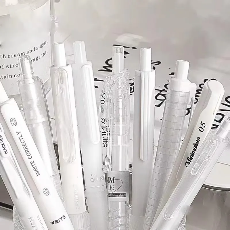 5Pcs Minimalist Transparent 0.5mm Gel Pens Set Large Capacity Quick-Drying Black Ink Pen Fashion Office Signature Pen image 3