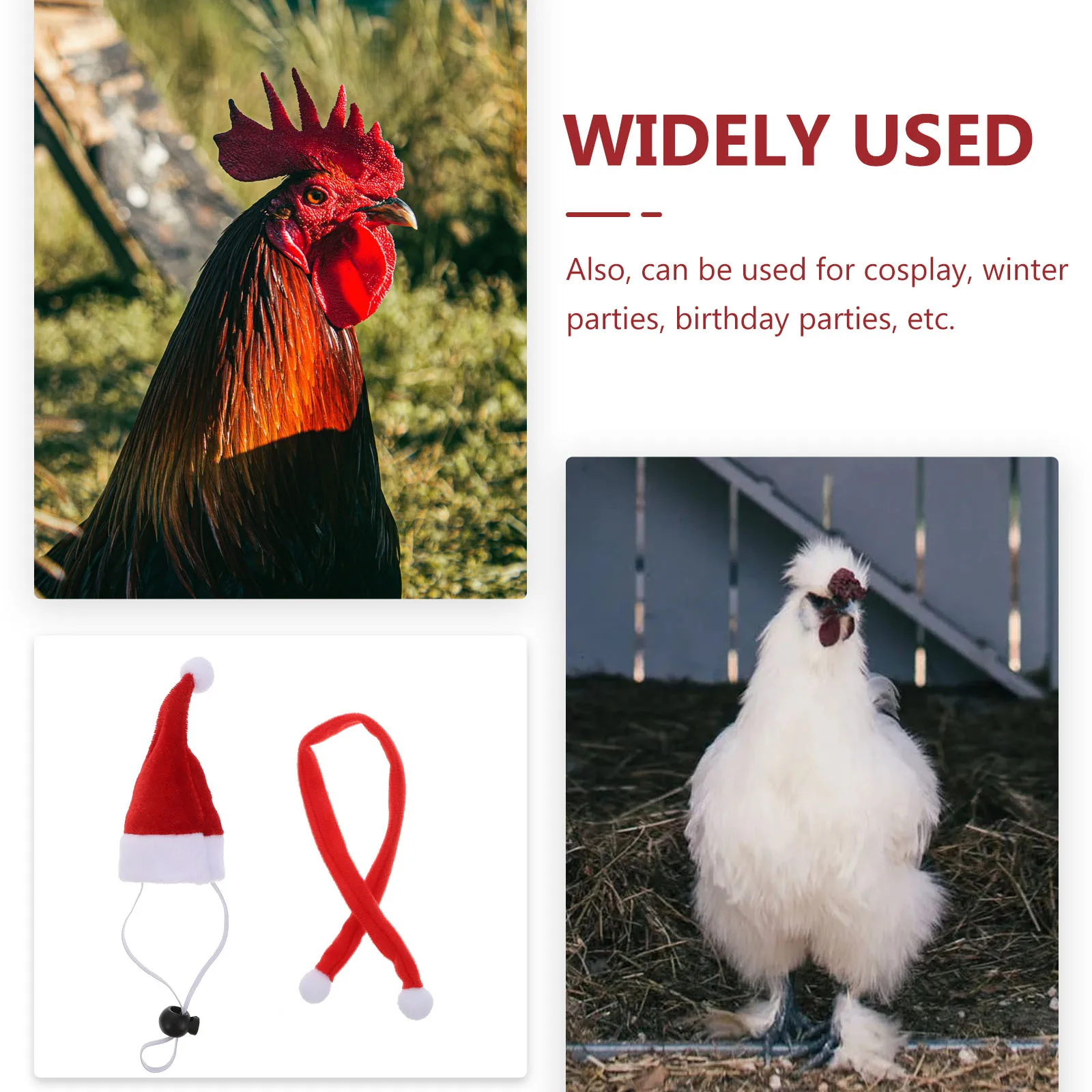 

6Sets Pet Christmas Hat Scarf Set Comfortable Elastic Colored Chicken Duck Xmas Costume Accessory Party Supplies Small Pet