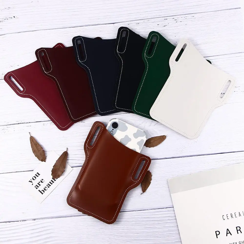 PU Leather Travel Hiking Belt Clip Phone Holster Phone Case Cover Mini Bags Mobile Phone Bag Waist Bag Vintage Pack