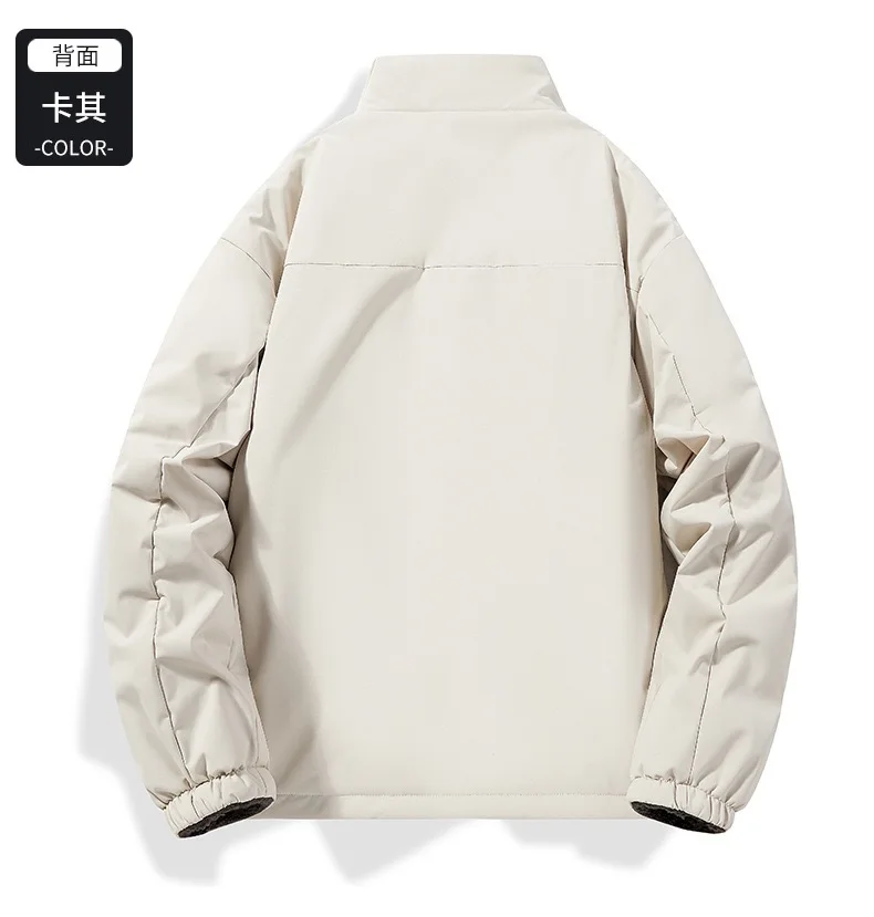 Winter new fashion solid color fleece-lined thickened warm windproof cotton jacket men's casual loose sports plus size coat