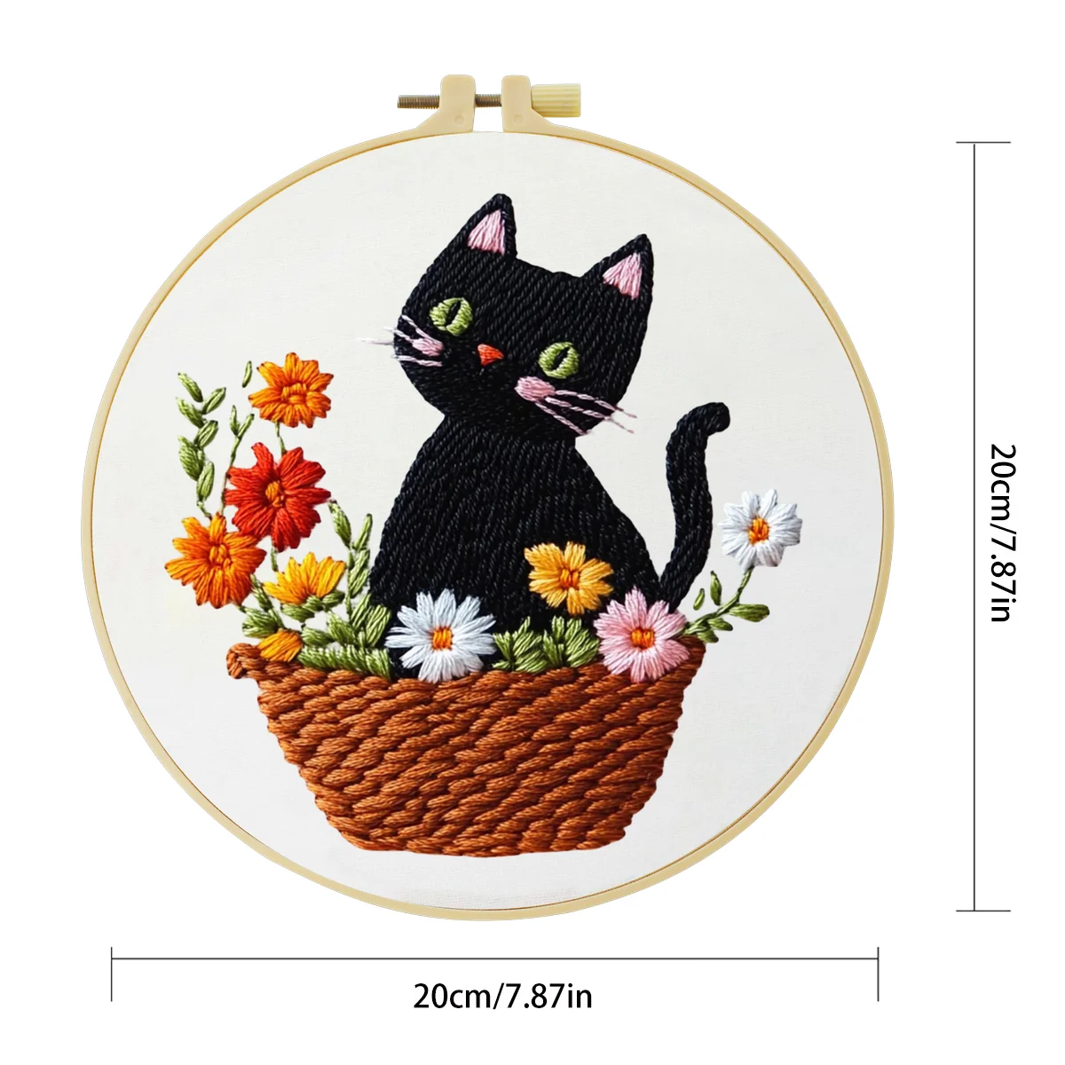 1 Stück 20X20CM/15X15CM 7,87/6,3 Zoll Katzen-Stickerei-Starter-Kit DIY-Kit DIY-Stickerei-Set Handarbeiten Nähkunst Nadelkunst – Detail 4