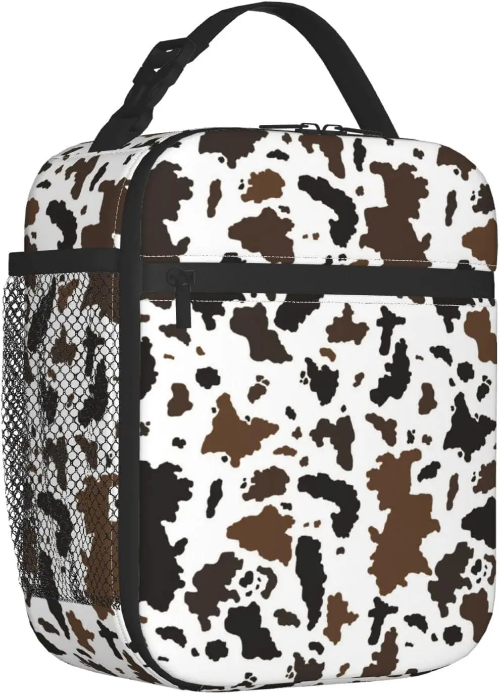 Fashion Cow Print Reusable Insulated Lunch Box Cooler Tote Bag Unisex Handle Lunchbox For Office/Hiking/Camping/Picnic/Beach