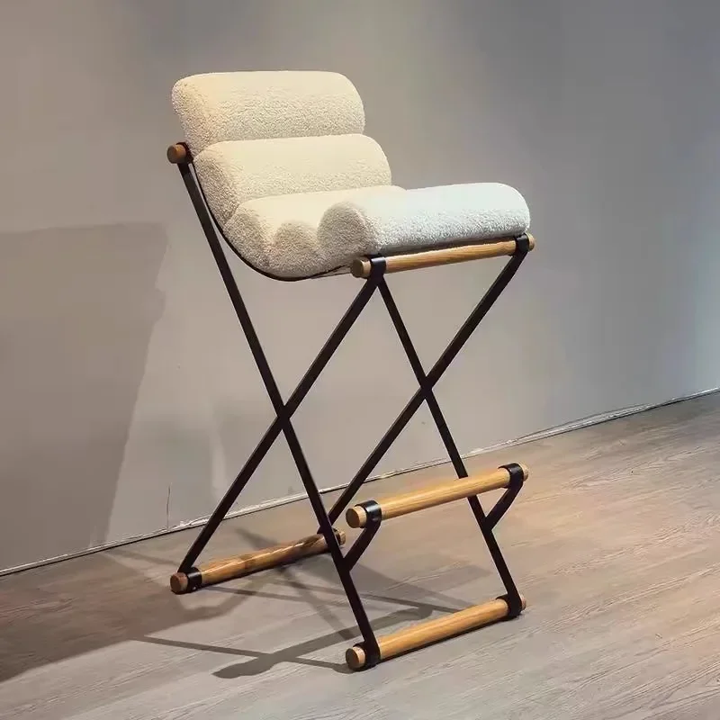 Silla de recepción alta y sencilla y moderna, isla de diseño creativo para el hogar, bar en familia, silla de recepción de acero inoxidable