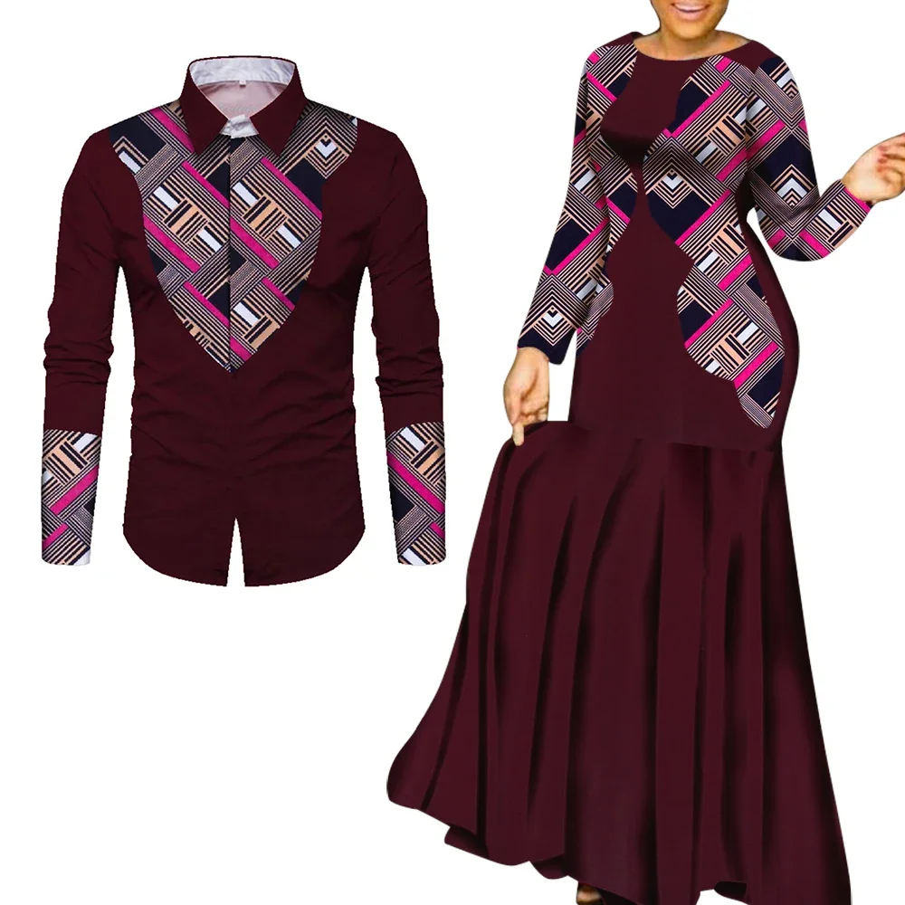 Ropa africana para pareja, ropa africana para amantes, vestido largo de fiesta para hombre y mujer WYQ