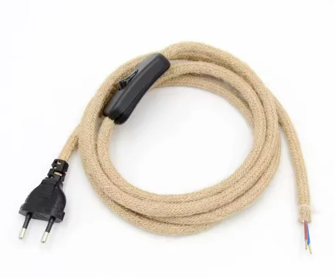 EU Plug Netsnoer Vintage Hennep Koord 2Meter 3Meter Convered Met AAN/UIT Schakelaar Voor Retro hanglamp Ontwerp Verlichting Decor