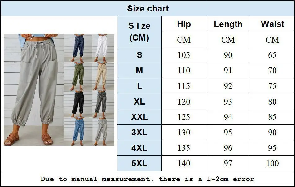 2024 Fashion Harajuku Cotton Linen Pants For Women Loose Casual Color Women Harem Pants Plus Size Women's Summer Trouser Joggers