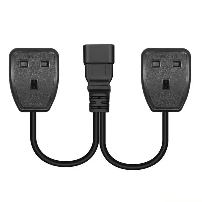 E56B 3Pin C20 to UK +UK Connectors Adapter Cord Male Plug to Female Converter Wire Y-splitter Power Cable Line