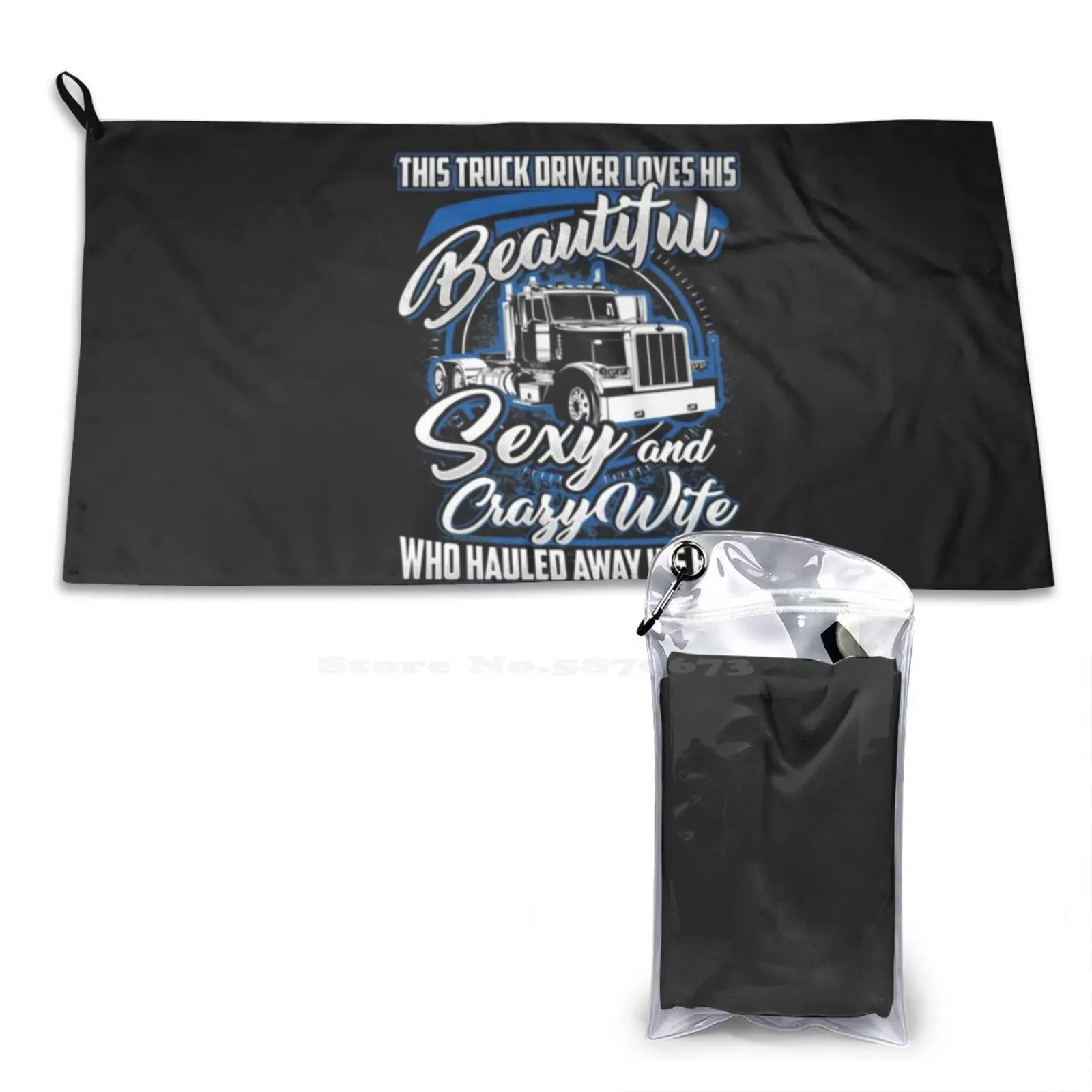 This Truck Driver Loves His Beautiful Crazy Wife Trucker 3D Print Pattern Towel Soft Towel Driver Dad Papa Grandpa Son Husband