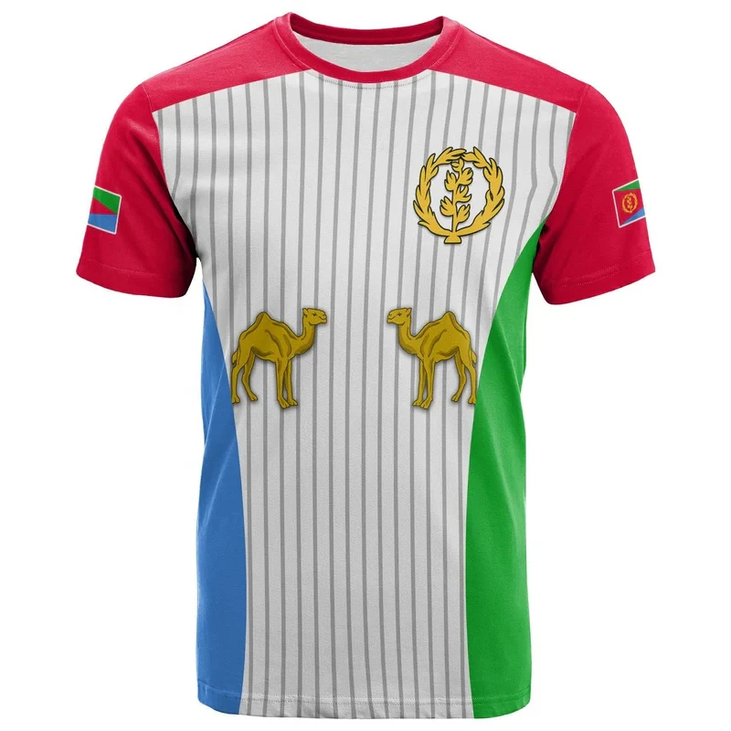 New Eritrea Football Jersey T Shirt Men's Sports Tees Eritrean Flag Graphic Oversized Tops Unisex Casual T-shirts Team Uniforms