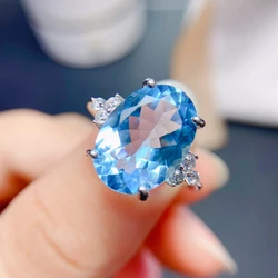 8 carat natural topaz ring, large gemstone color, exquisite craftsmanship, 925 silver inlay