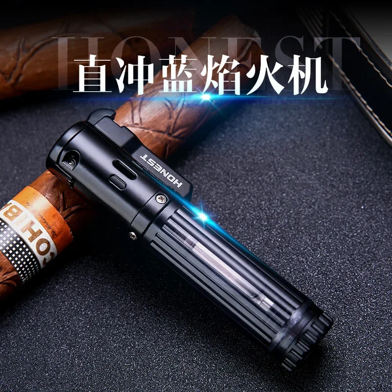 Personalized Inflatable Windproof Lighter, Straight to the Blue Flame, Grinding Wheel Cigar Lighter, Cigarette Accessories