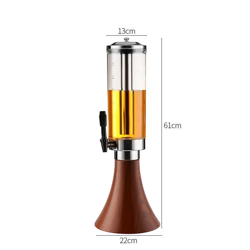 3 Liters PlumWheat Tabletop Chiller and Beverage Dispenser Beer Tower with Ice Tube Chill Rod for Party Bar Restaurant