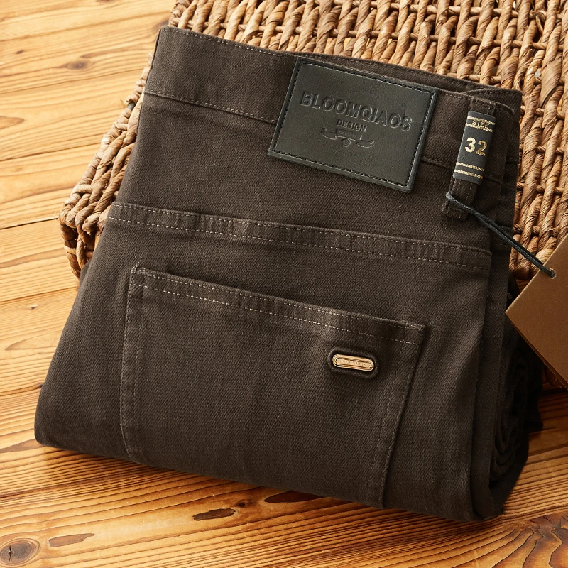 

Autumn Winter Thiened Men's Casual Pants Coffee Color Five ket Straight Leg Busin Casual Trousers Comfortable Straigh...