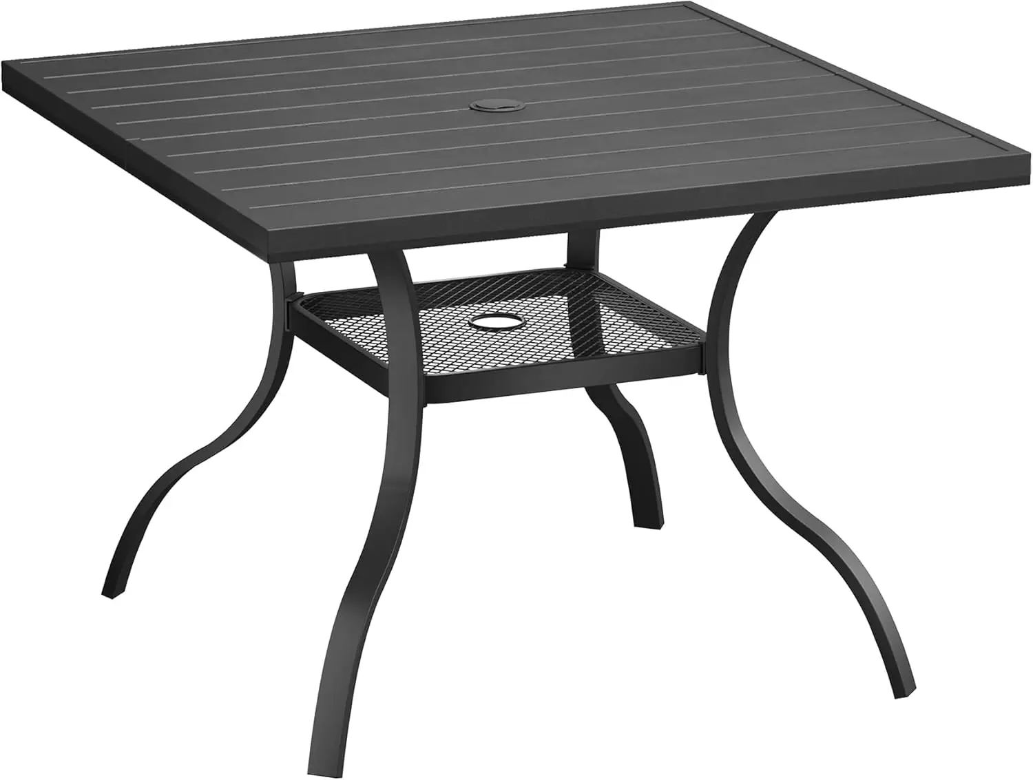 

Square Outdoor Patio Table, All Weather Wood Grain Outdoor Dining Furniture For Lawn Garden, 38.6""X 38.6"" Black Tabletop