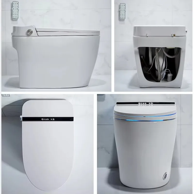 Toilet Cerdas Wc Pintar Otomatis Elektrik Keramik Tanpa Tangki Siram Kaki Satu Bagian Pemasangan Lantai Portabel dengan Fungsi Bidet