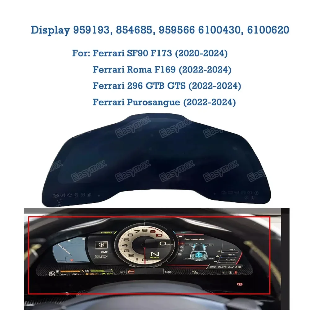 Screen LCD Display for Ferrari SF90 Roma 296 Purosangue 2022 2023 2024 Instrument Cluster Dashboard Speedo Repair