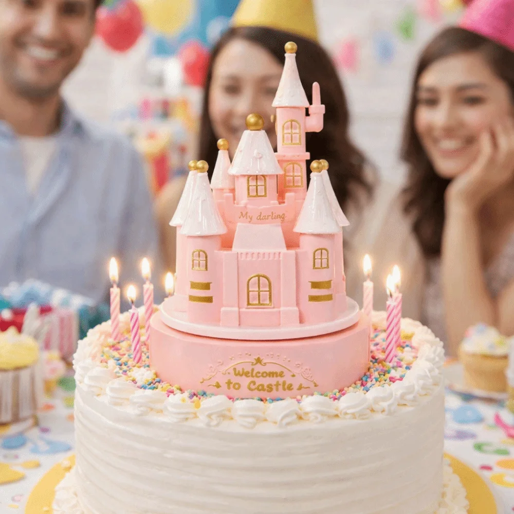 Cartoon Castle Rotating Music Box Romantic Style Handwork Craft Mechanical Music Box Exquisite Birthday Music Box Birthday Gifts
