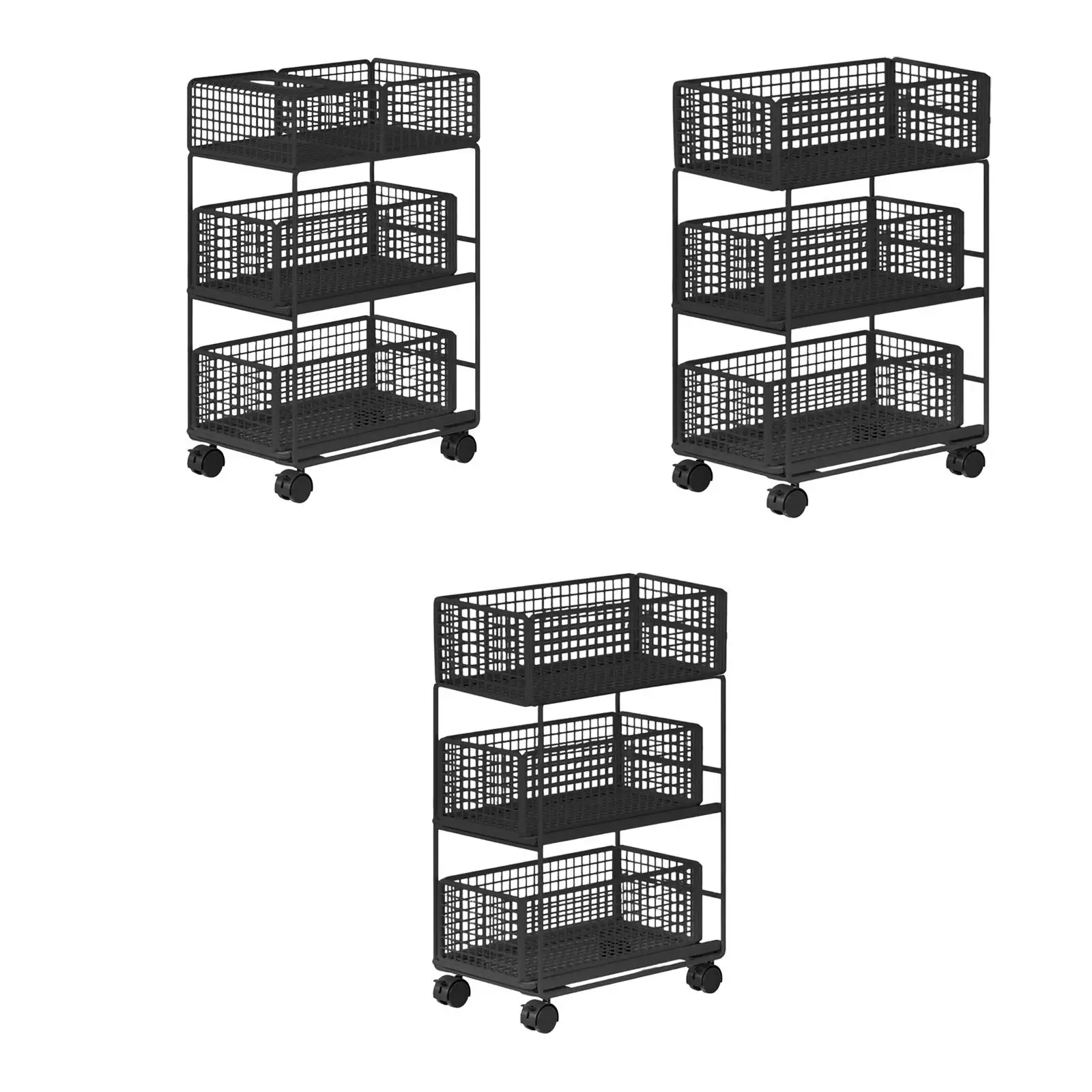 

Rolling Storage Organizer with Casters Space Saving File Folder 3 Tiers Under
