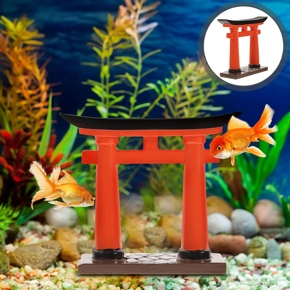 

2 Pcs Small Torii Gate Figurines Japanese Miniature Tiny Ornaments Door Crafts Decor