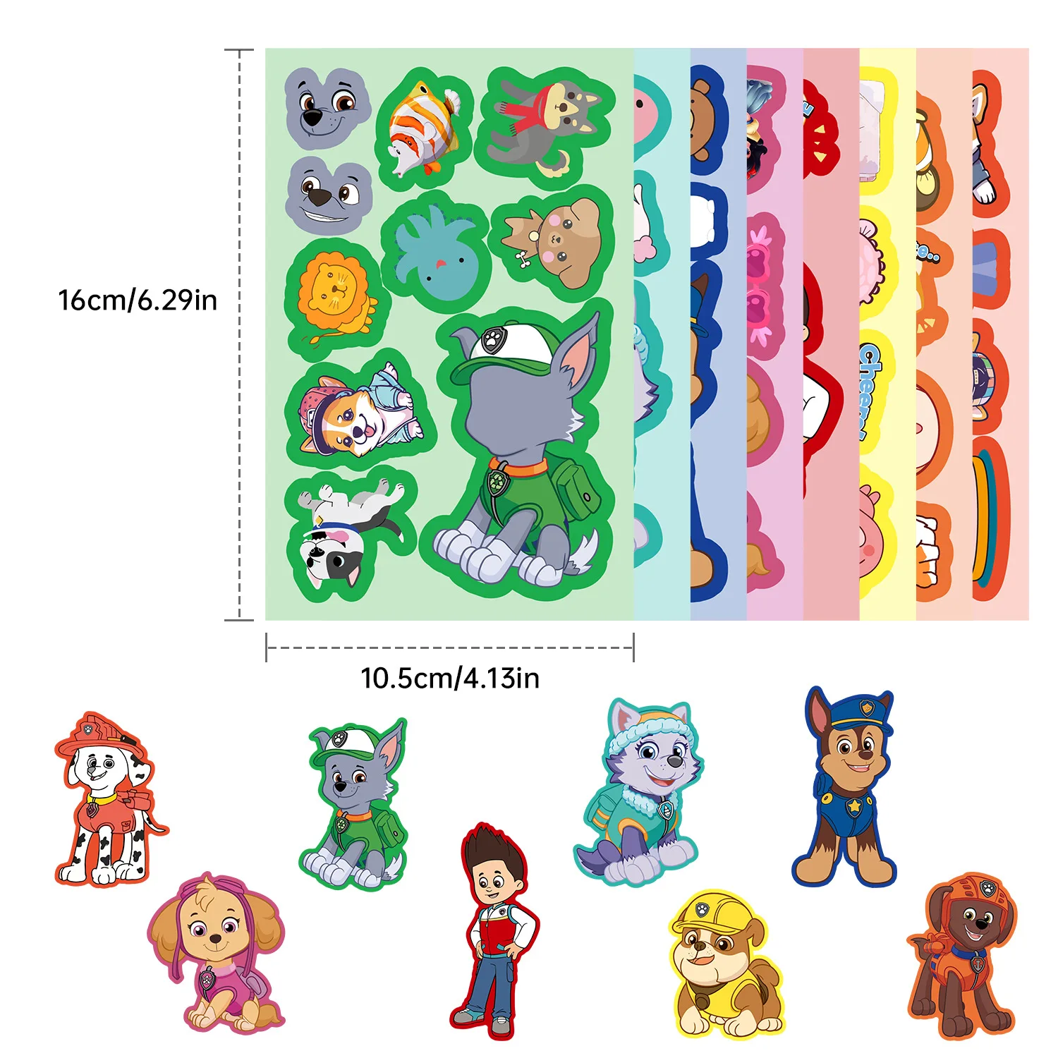 8/16 ورقة جعل وجه باو دورية لغز ملصقات الكرتون لتقوم بها بنفسك رايدر تشيس تجميع بانوراما الاطفال لعبة الأطفال الأولاد لعبة حفلة هدية #4