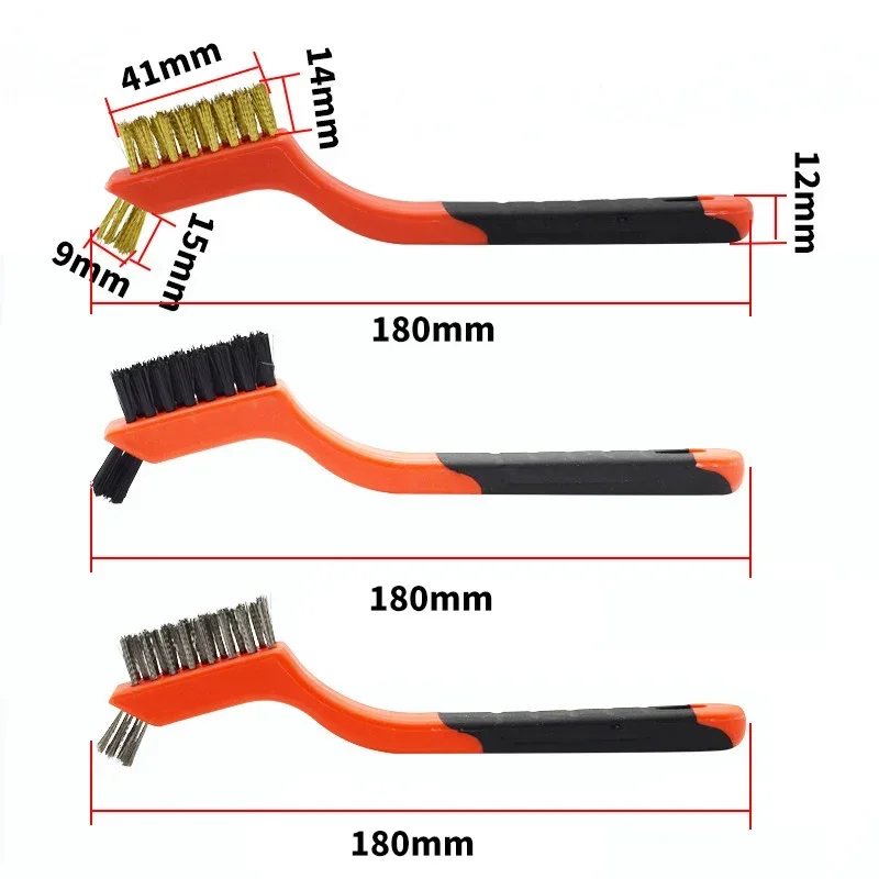 ダブルヘッドクリーニングブラシ,実用的なナイロン,ステンレス鋼,真ちゅう線,研磨,防錆,金属線,バーリング,クリーニングツール