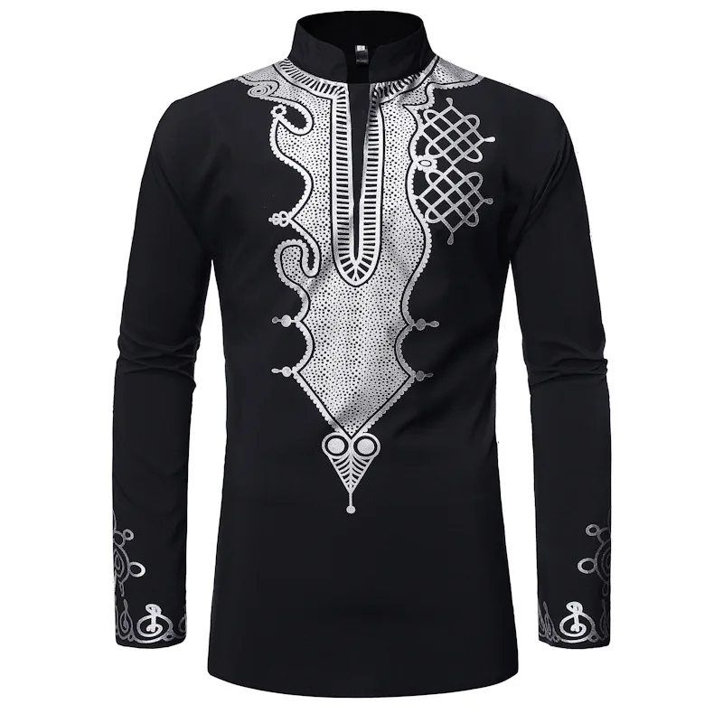 Long Sleeve African Tribal Dashiki Shirt for Men, Long Sleeve, Mandarin Collar Dress, Islamic Clothing, Muslim, Brand New