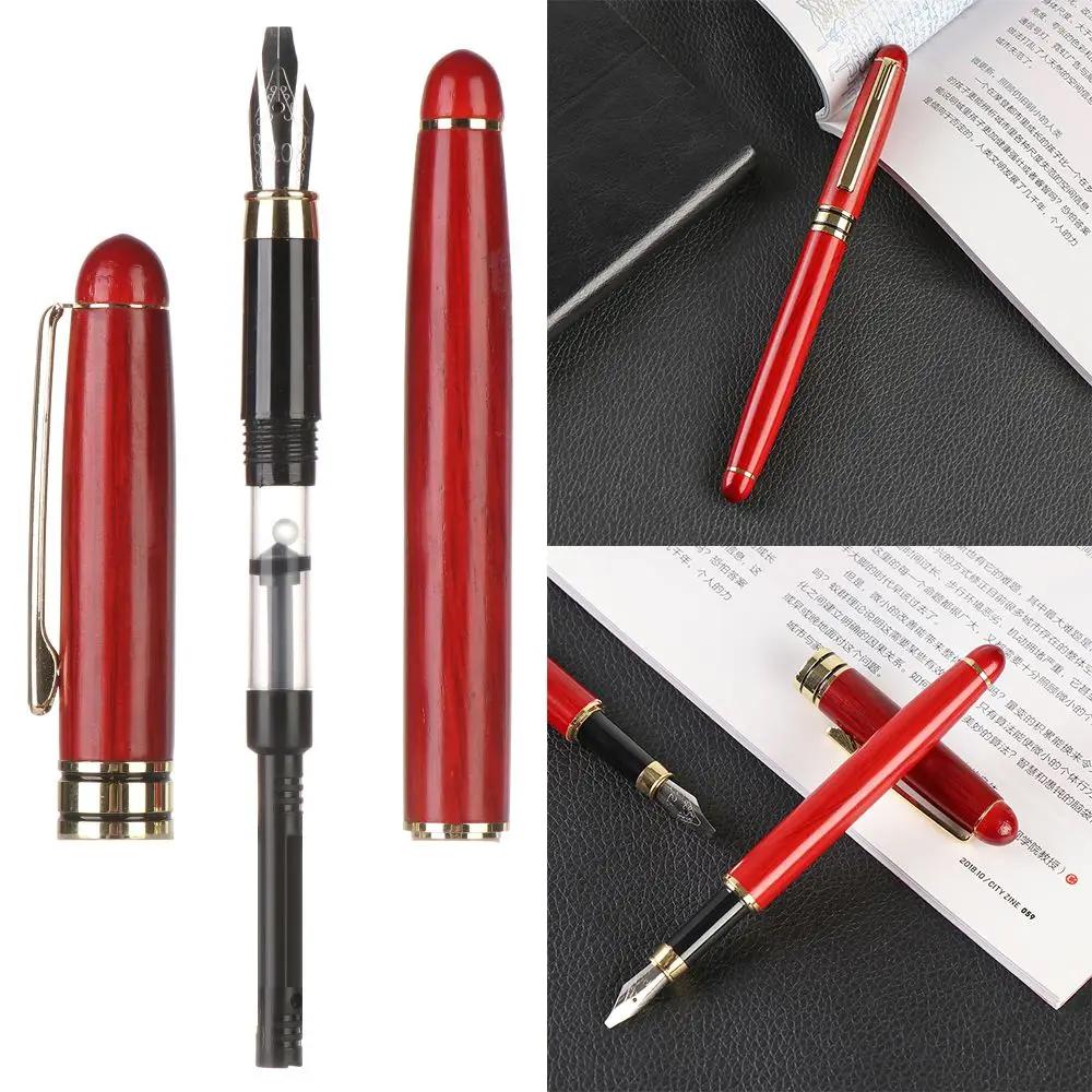 Smooth Fine Nib Calligraphy Ink Refills Mahogany Pencil Metal Pen Clip Bamboo Fountain Pens