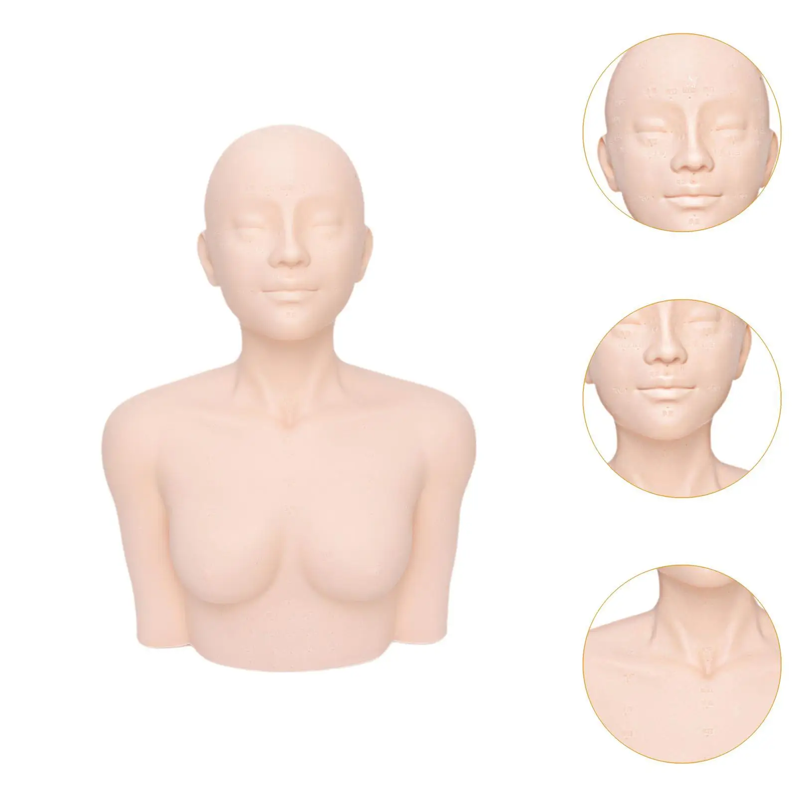 Mannequin Head with Shoulders Extension Professional Face Head Model Practice for SPA Demonstration Beauty Training Learning