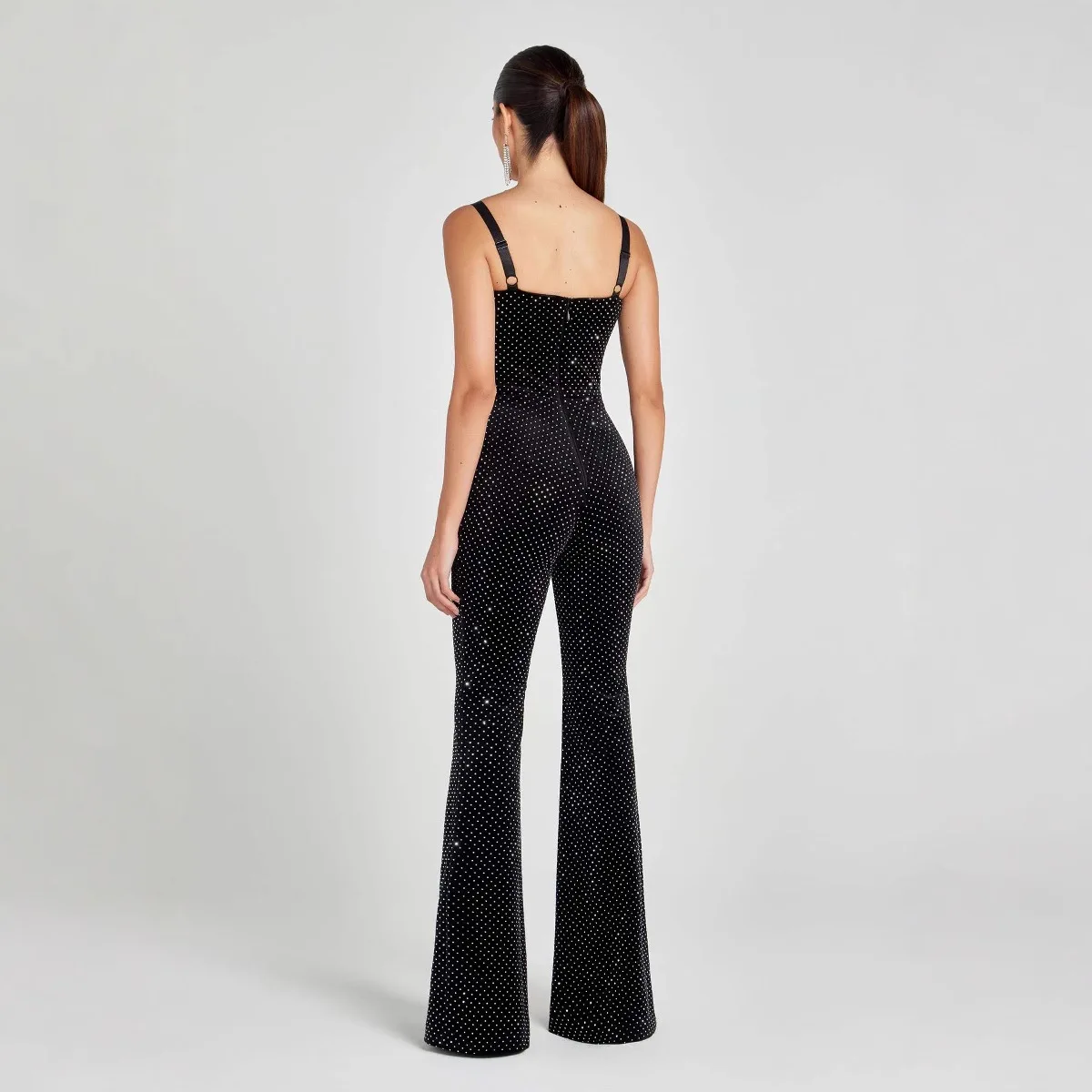 2025 Spring And Summer New Fashion Women's Sexy Strap Diamond Slim Fit Sheath Long Jumpsuit Women