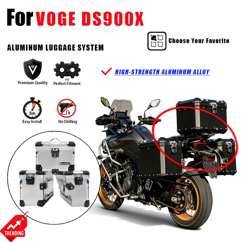 Para Voge DS900X, Tres Maletas Laterales, Baúl Superior, Caja Trasera, Aleación de Aluminio, Accesorios para Moto, Maletas para Moto, Baúl para Moto