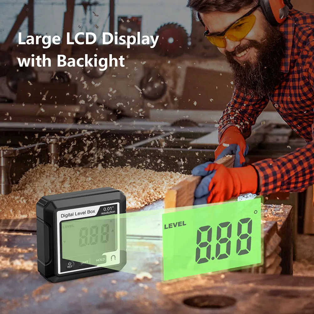 

Portable Digital Level Protractor 360° Angle Measuring Tool Backlit Lcd Inclinometer For Woodworking Automotive Repair Angle