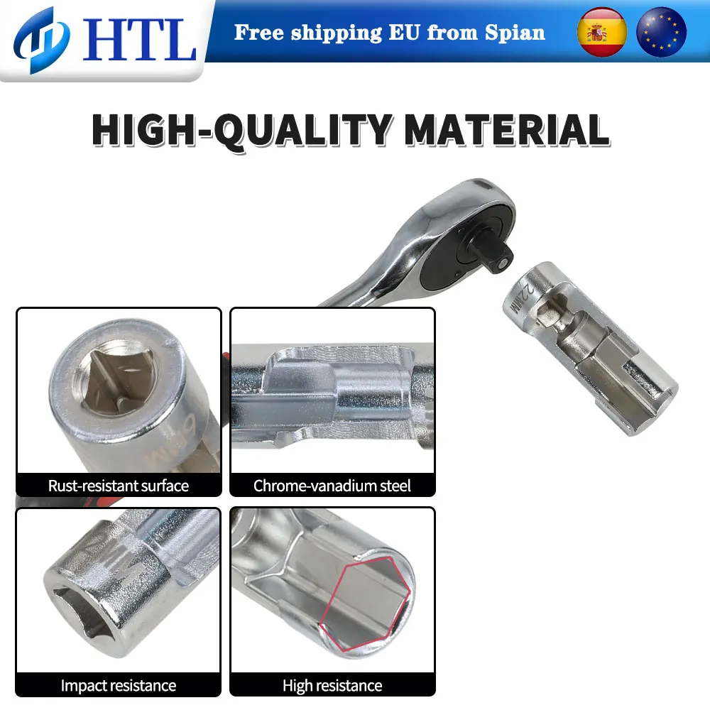 14-teiliges 5-Punkt-Flanschmutter-Steckschlüssel-Set 3/8" 1/2" Antrieb 8-22mm Kraftstoffleitung Injektor-Schlüssel für Temperatursensor Auto-Reparaturwerkzeug – Detail 5