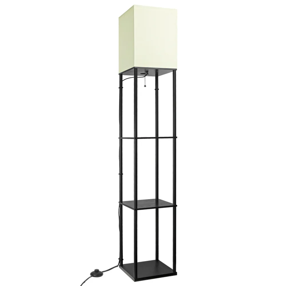 

Multi-layer storage bookshelf light USB charging socket shelf floor lamp living room bedroom vertical night light