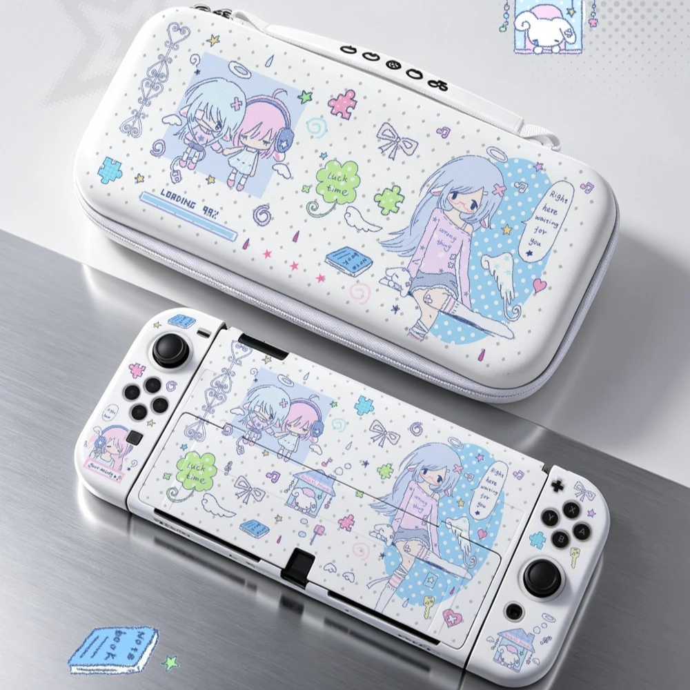 Y2K Anime Girl Split Case Organizer Bag for Nintendo Switch 2 OLED NS Full-Coverage Shock-Resistant Joy-Con Controller Cover