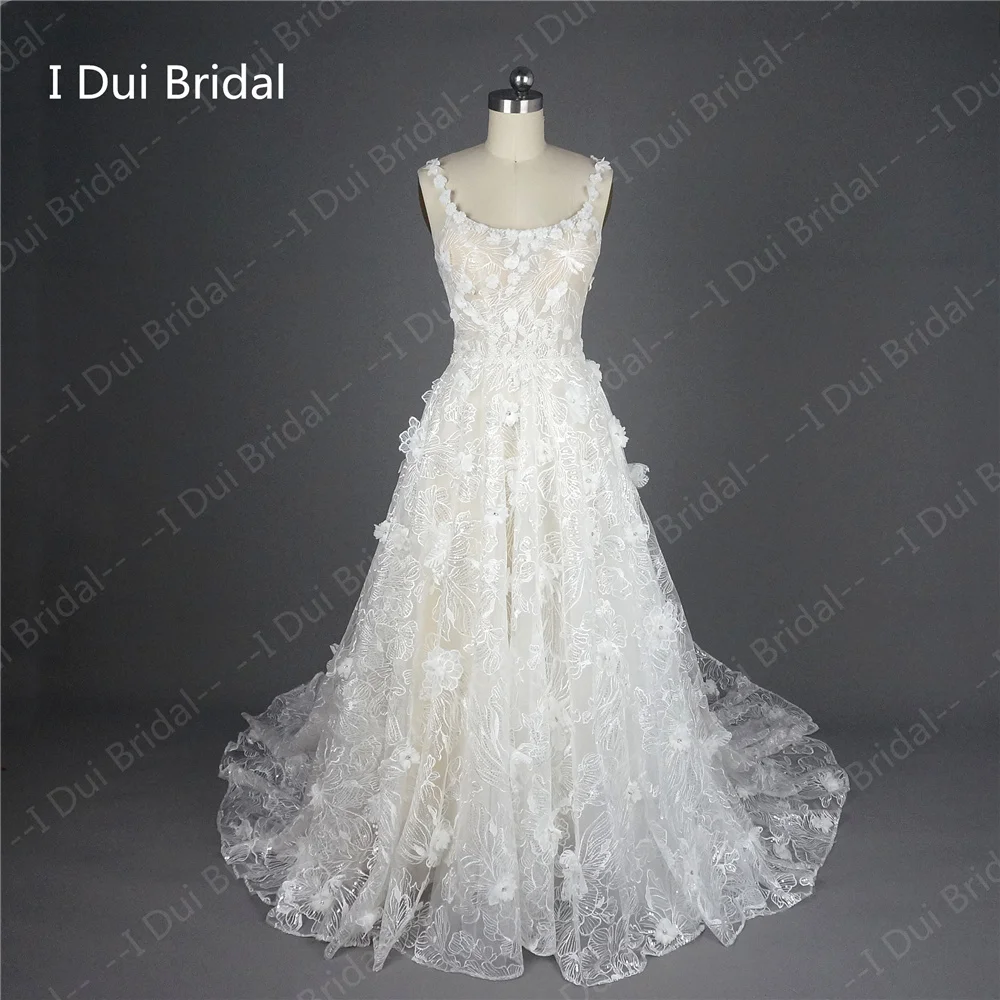 Abito da sposa esclusivo in pizzo fiore 3D abito da sposa con paillettes nuovo stile