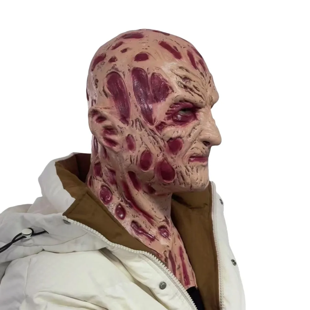 Freddy Masken Horror Latex Vollgesichtskopfbedeckung für Männer Nightmare On Elm St Freddy Krueger Kostüm Halloween Party Cosplay Requisiten