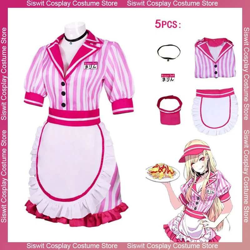

Марин Китагава Косплей Костюм Аниме My Dress-Up Darling Pink Официантка Милое Платье Горничной Аниме Хэллоуин Вечерние Платье для Женщин