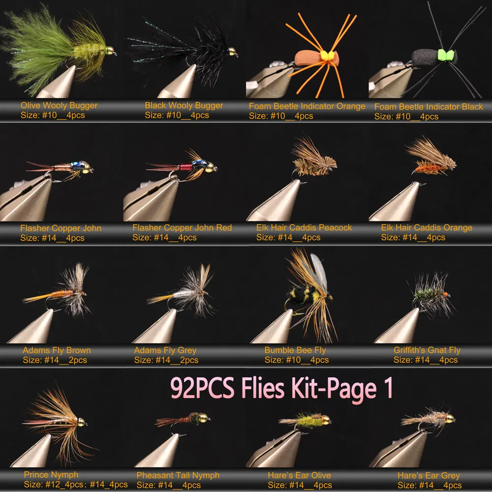 64-teiliges, 92-teiliges, 120-teiliges Nass- und Trockenfliegen-Set für Nymphen, Woolly Buggers, Streamer, Emerger, Würmer, Bass, Forelle, Grauforelle, Panfish – Angelköder – Detail 9