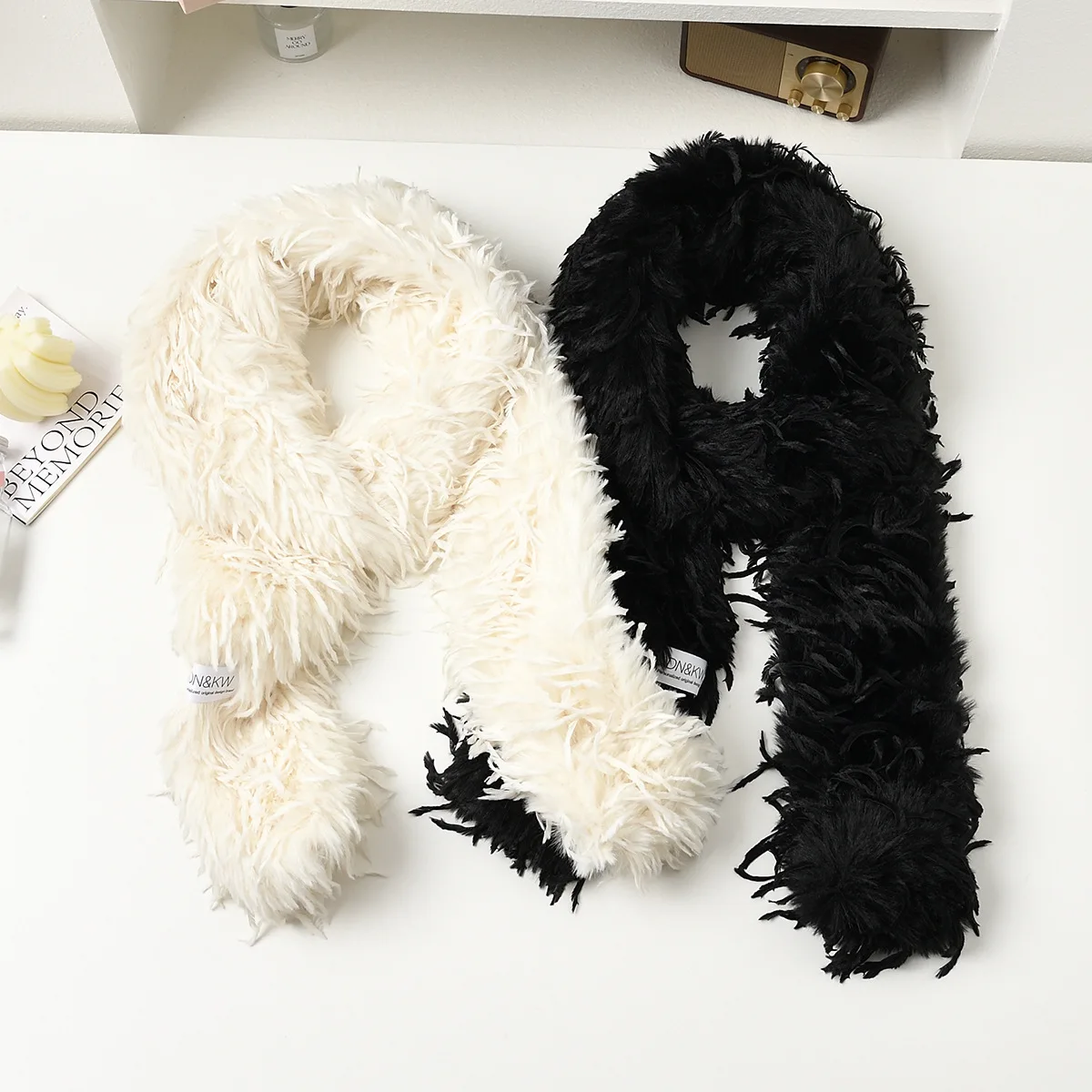 

Удлиненный женский шарф из зимы, теплая шаль с толстым меховым воротником из искусственного меха, плюшевый шарф для женщин