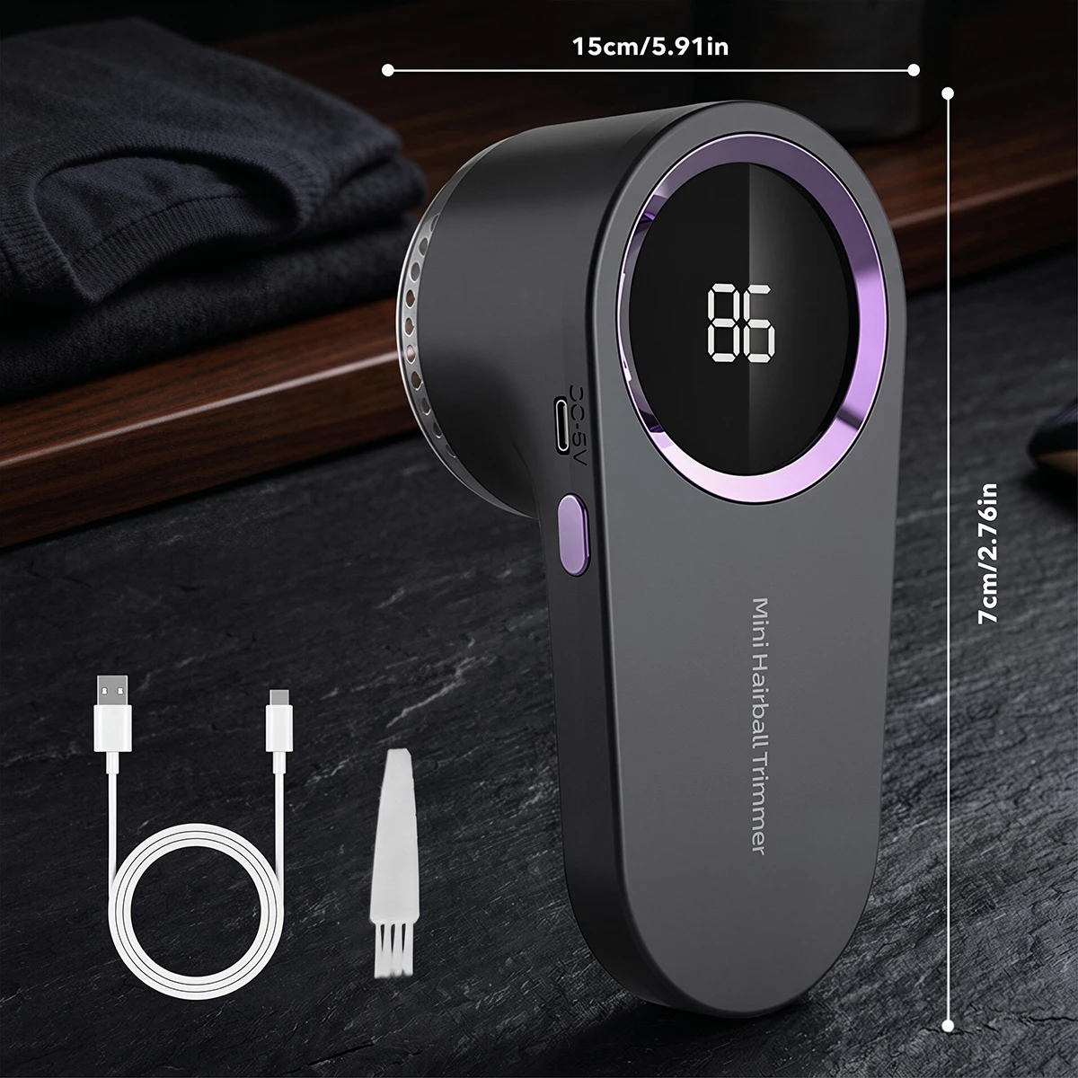 2/1 Stück Fusselentferner für Kleidung, LED Digital Elektrischer Pellet- und Flusenentferner, USB-Aufladbar, Fusselrasierer für Stoffe und Pullover – Detail 10